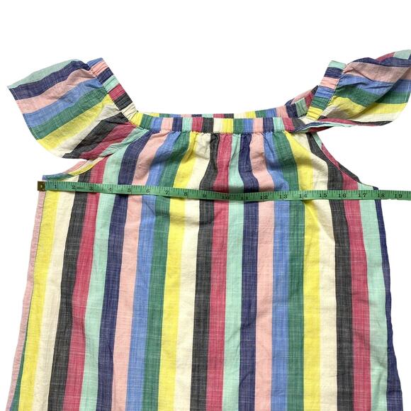 J.CREW Rainbow Stripe Off The Shoulder Woven Cotton Shift Dress Size 4 Lined - Picture 8 of 9